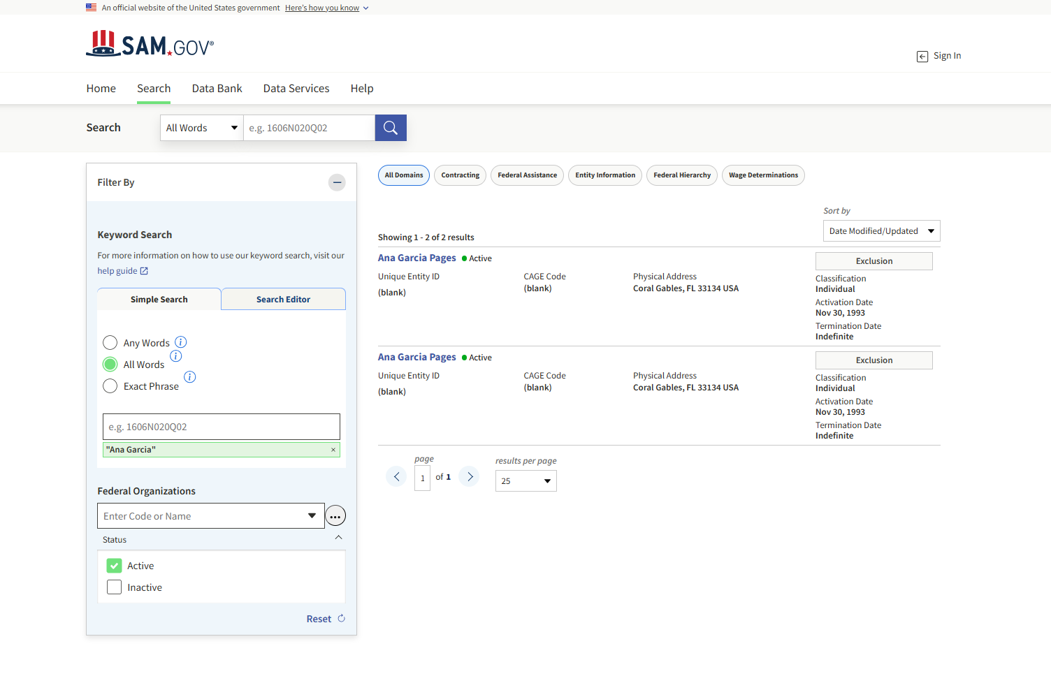 Ana Garcia, SAM, false positive as the name does not the match the ID name