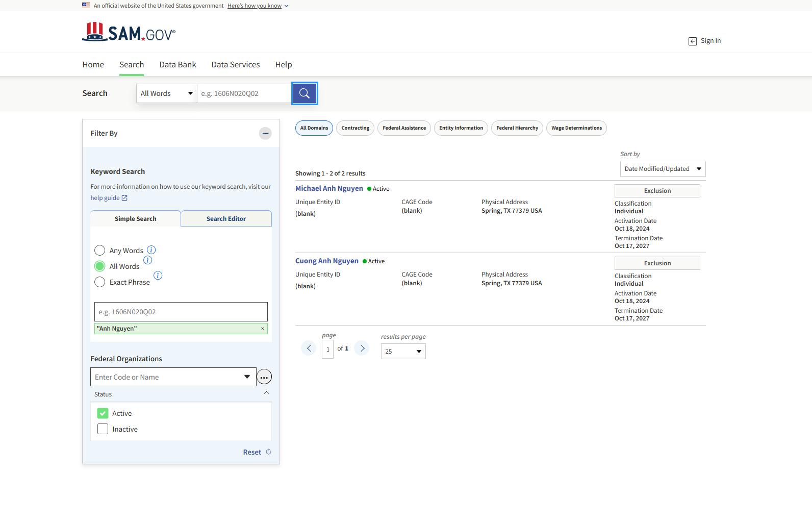 Anh Nguyen, SAM, false positive, as the full name doesn't match