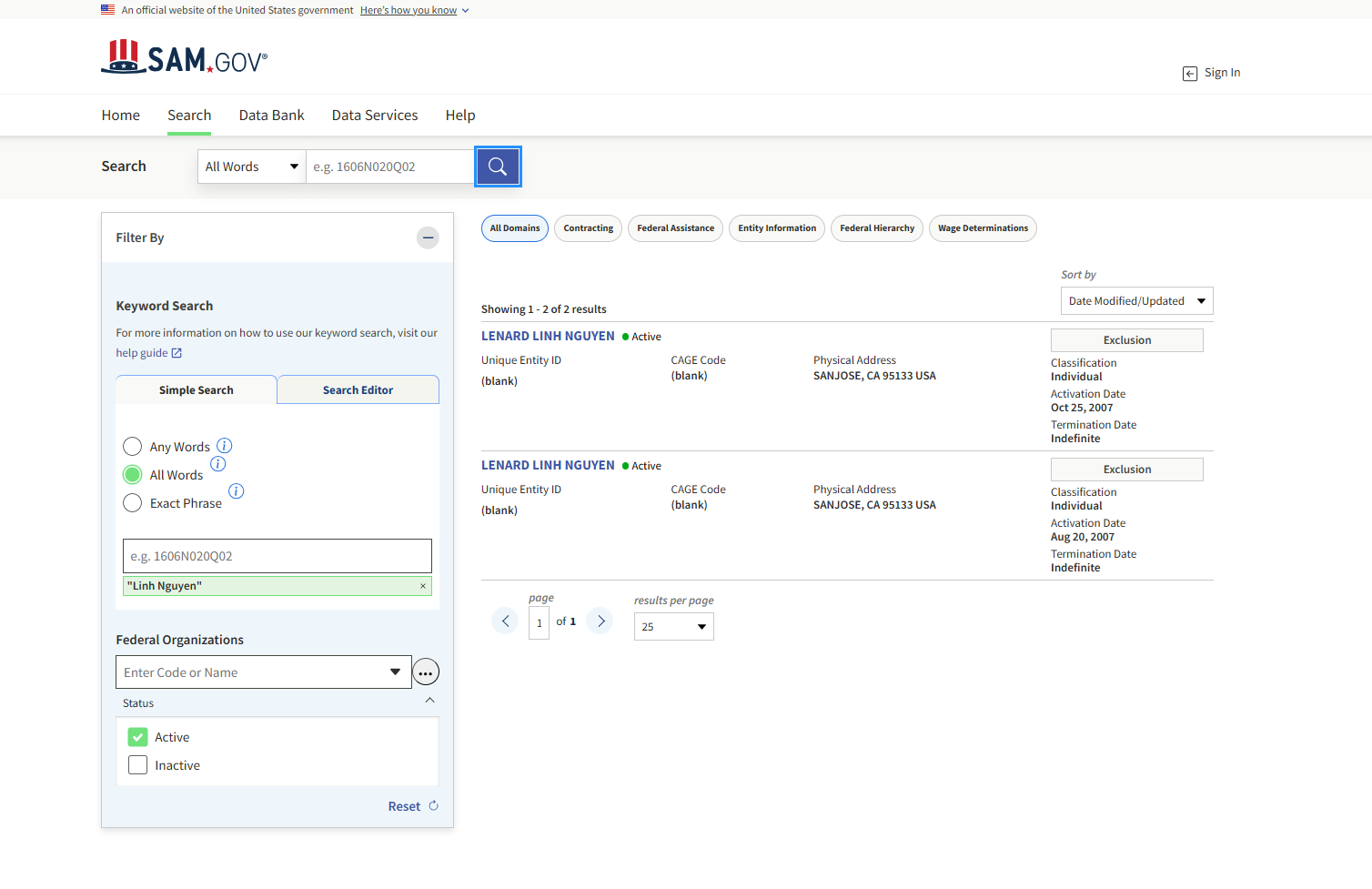 Linh Nguyen, SAM, false positive, as the full name doesn't match